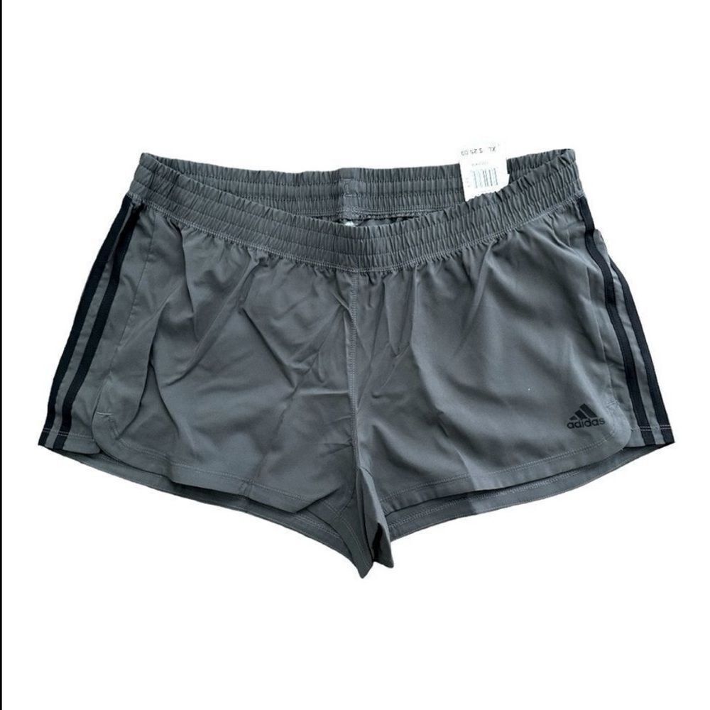 Adidas Pacer 3-Stripes Woven Running Shorts Gray Black Women's Size XL NWT